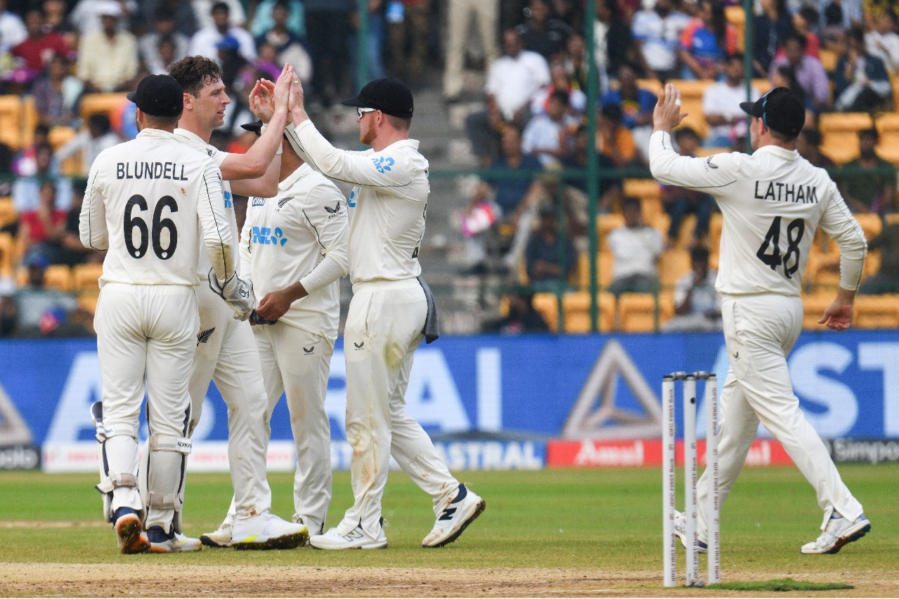 1st Test: NZ need 107 to win after O'Rourke and Henry three-fers bowl out India for 462