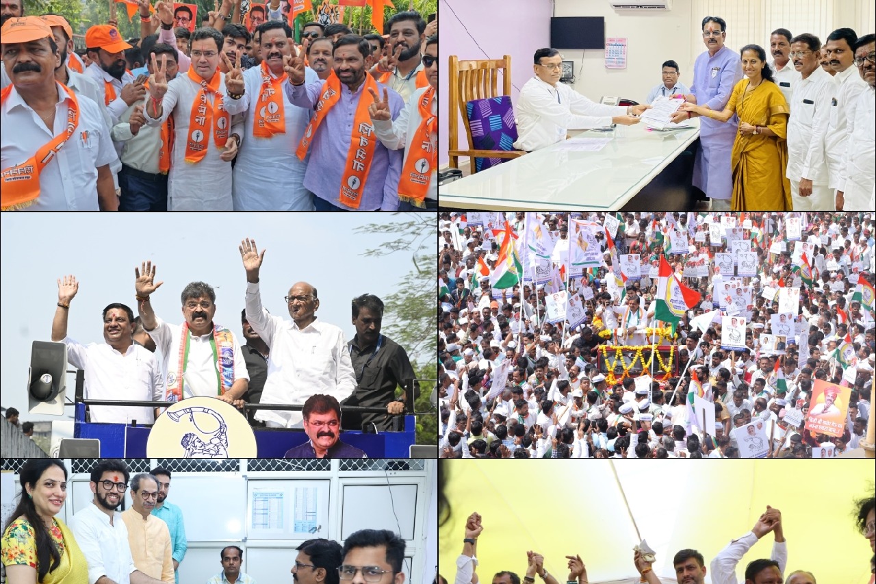 Maha: Colours, flowers, roadshows & show of strength as MVA nominees file poll papers