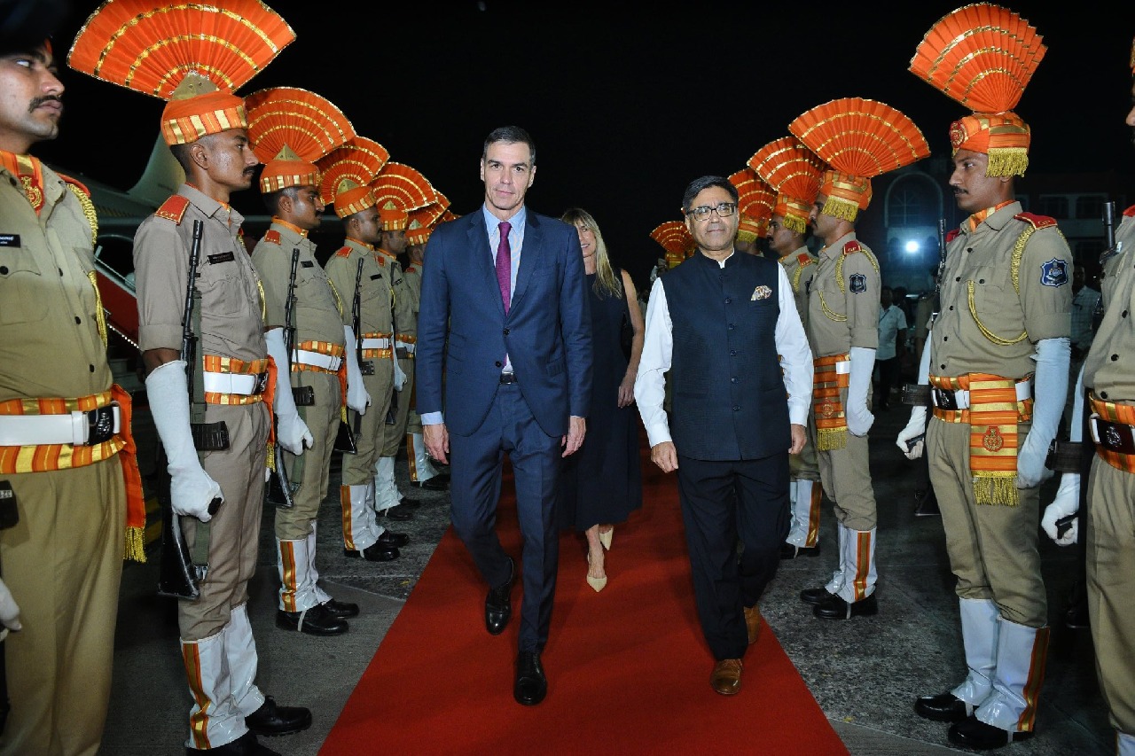 Spanish President Pedro Sanchez arrives in Vadorara, to meet PM Modi today