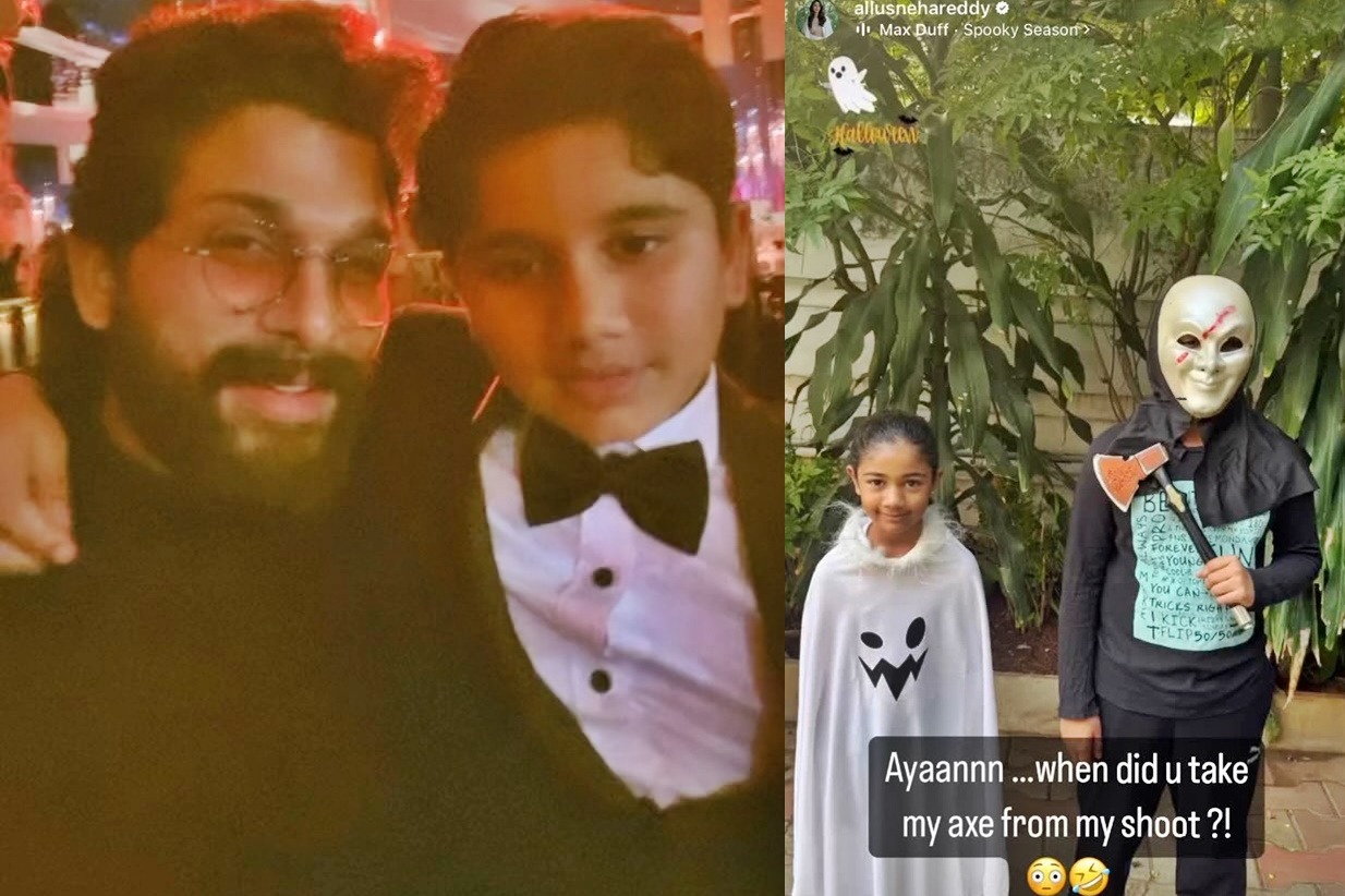 Allu Arjun’s son Ayaan takes his ‘Pushpa’ axe for Halloween