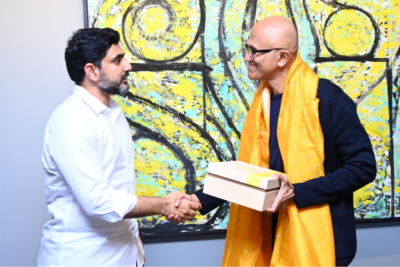 Minister Nara Lokesh Meets Microsoft CEO Satya Nadella