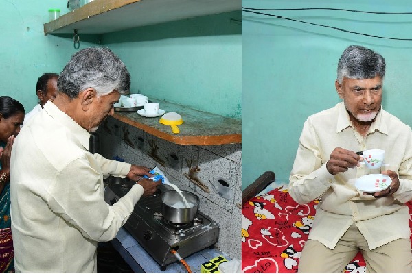 Chandrababu Naidu launches free gas scheme; prepares tea in beneficiary's house