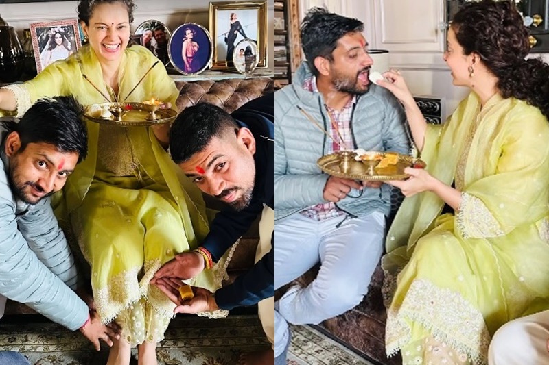 Kangana Ranaut blesses her brothers on Bhai Dooj