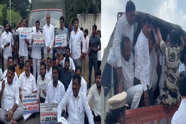 Ex-sarpanches in Telangana stage protest over pending bills