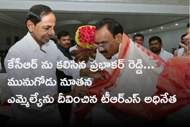 munugode new mla prabhakar reddy mmets kcr in pragathi bhavan