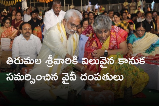 YV Subbareddy couple presents Lord Venkateswara a valuable necklace 