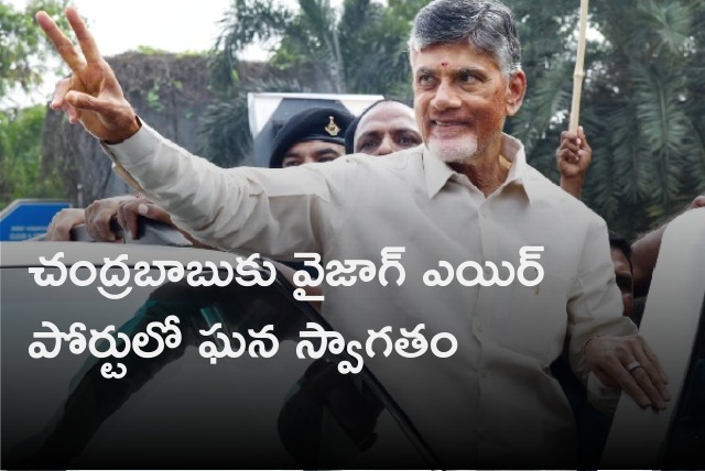 Chandrababu gets huge welcome at Vizag airport 