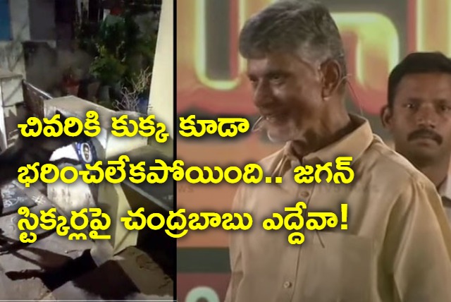 Chandrababu Reacts on Dog Removed Jagan Sticker Video