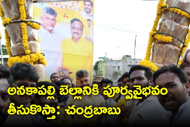 Chandrababu gets grand welcome by anakapalli people