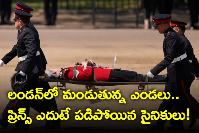 british soldiers faint in front of prince william amid the scorching london heat