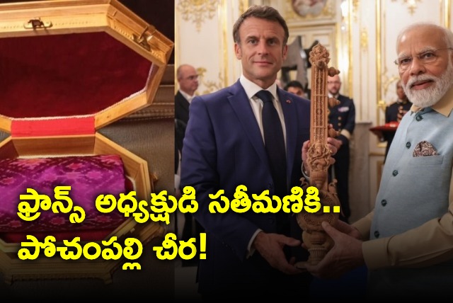 sandalwood sitar to macron and pochampally silk to his wife a look at exquisite gifts from pm modi