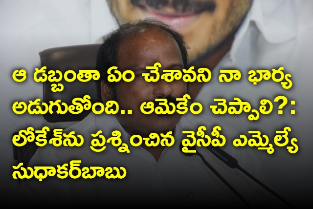 YSRCP MLA TJR SUdhakar Babu slams Nara Lokesh