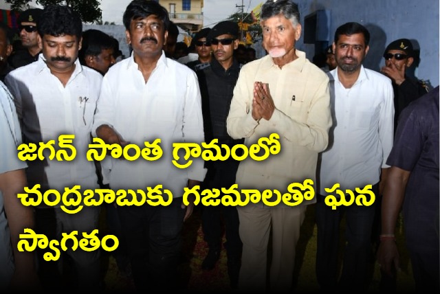 Gran welcome to Chandrababu Naidu in YS Jagan village