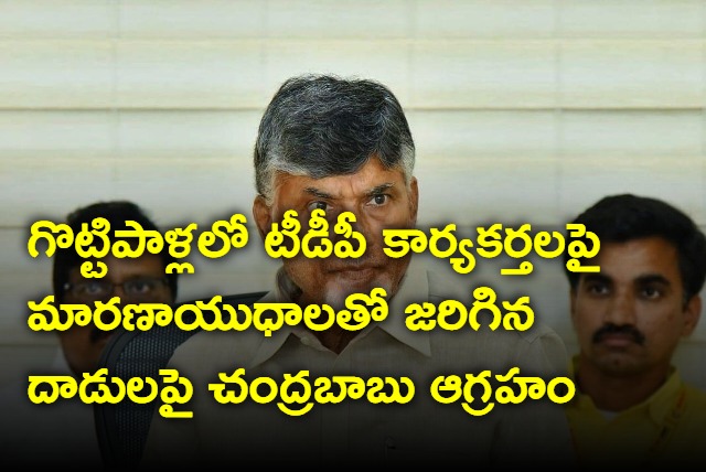 Chandrababu serious on YSRCP attacks with weapons on TDP workers