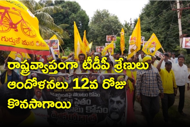 TDP agitation for 12th day in andhra pradesh