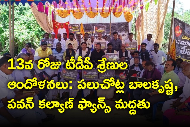 TDP protest on 13th day in andhra pradesh