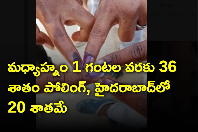 Polling 36 percent in allover Telangana till 1 o clock