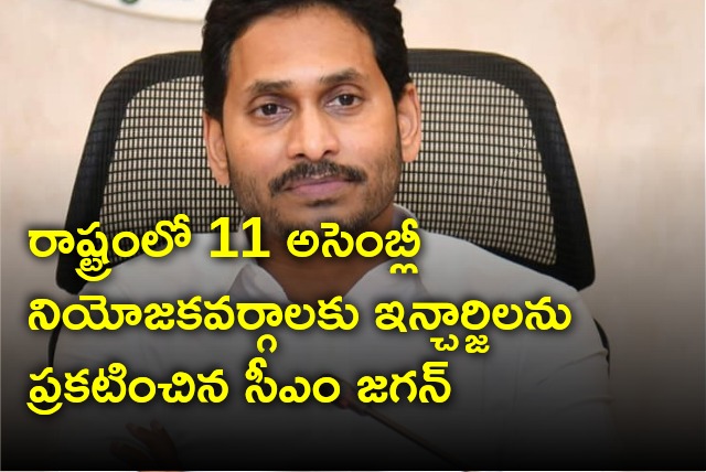 CM Jagan appoints incharges for 11 constituencies 