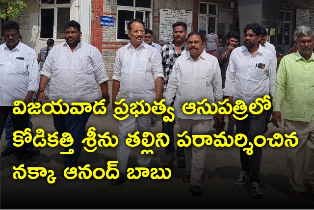 Nakka Anand Babu visits Janupalli Srinu mother and brother at Vijayawada govt hospital