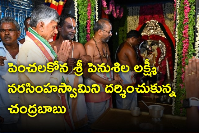 Chandrababu offers prayers in Penchalakona temple