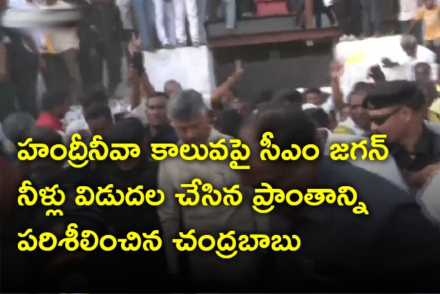 Chandrababu visits  wherer CM Jagan released water on Handri Neeva Canal