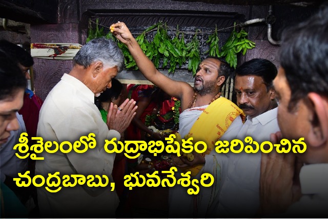 Chandrababu and Bhuvaneswari performs Rudrabhishekam in Srisailam