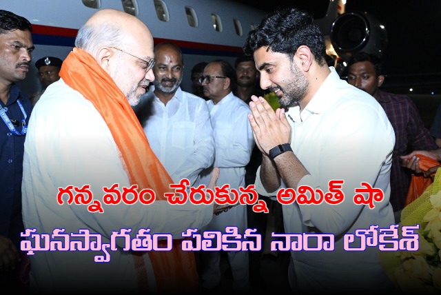 Amit Shah reaches Gannavaram Air Port