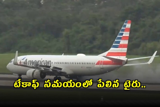 American Airlines plane tyre blows on runway pilot aborts flight