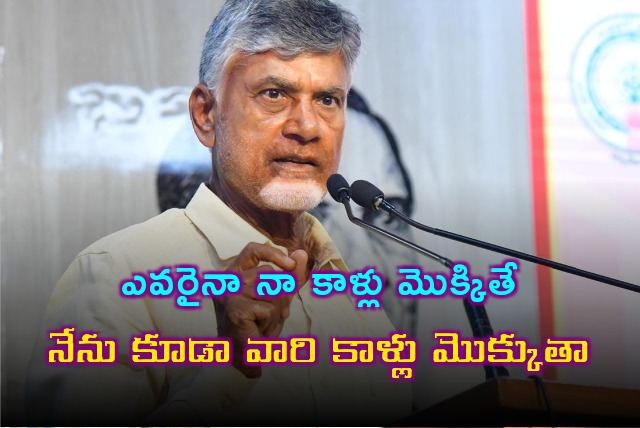 CM Chandrababu comments on touching his feet