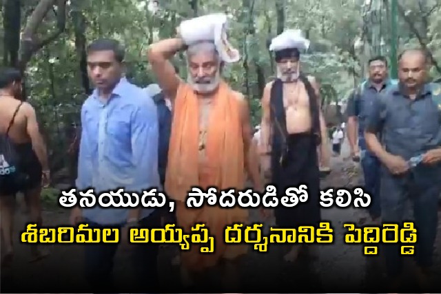 Peddireddy at sabarimala along with son and brother