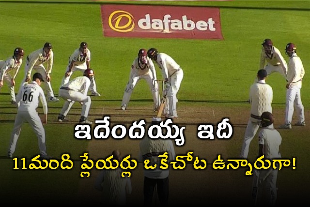 11 Players in One Frame This Happened In Somerset vs Surrey Match Video goes Viral