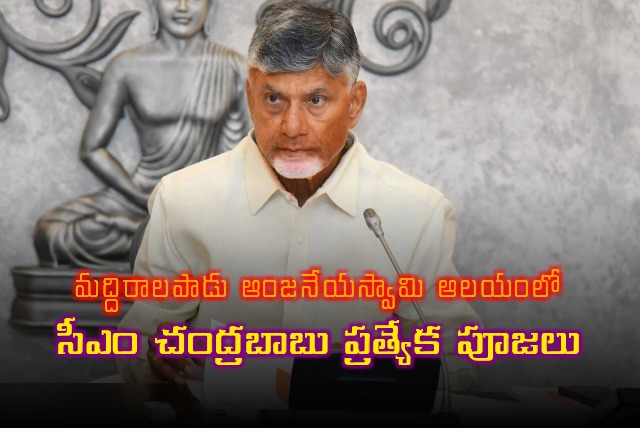 CM Chandrababu offers prayers in Maddiralapadu Anjaneya Swamy Temple