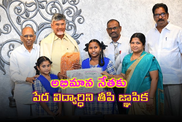 Girl presented artwork to Chandrababu